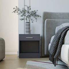 Dakota 1 Drawer Bedside - Dark Grey