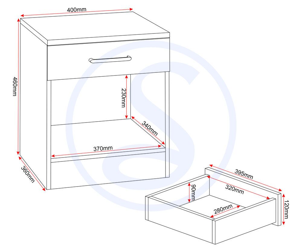 Dakota 1 Drawer Bedside - Dark Grey