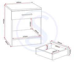 Dakota 1 Drawer Bedside - Dark Grey