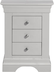 Bordeaux 3 Drawer Bedside - Pebble Grey