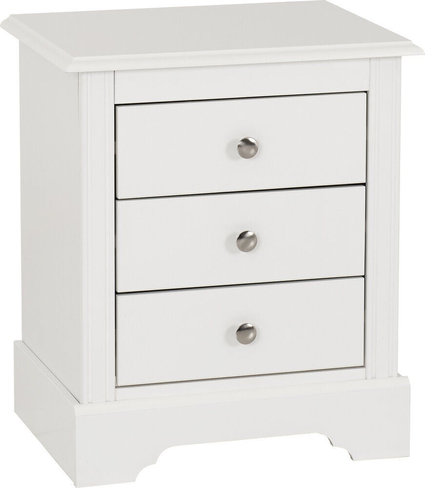 Stratford 3 Drawer Bedside - White