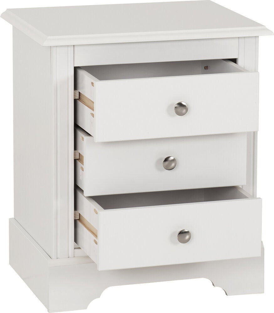 Stratford 3 Drawer Bedside - White