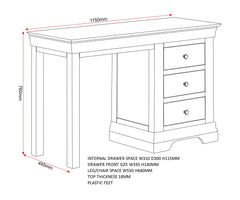 Bordeaux 3 Drawer Dressing Table - Ivory