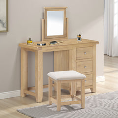 Windsor 3 Drawer Dressing Table Set - Natural Oak/Oat Fabric