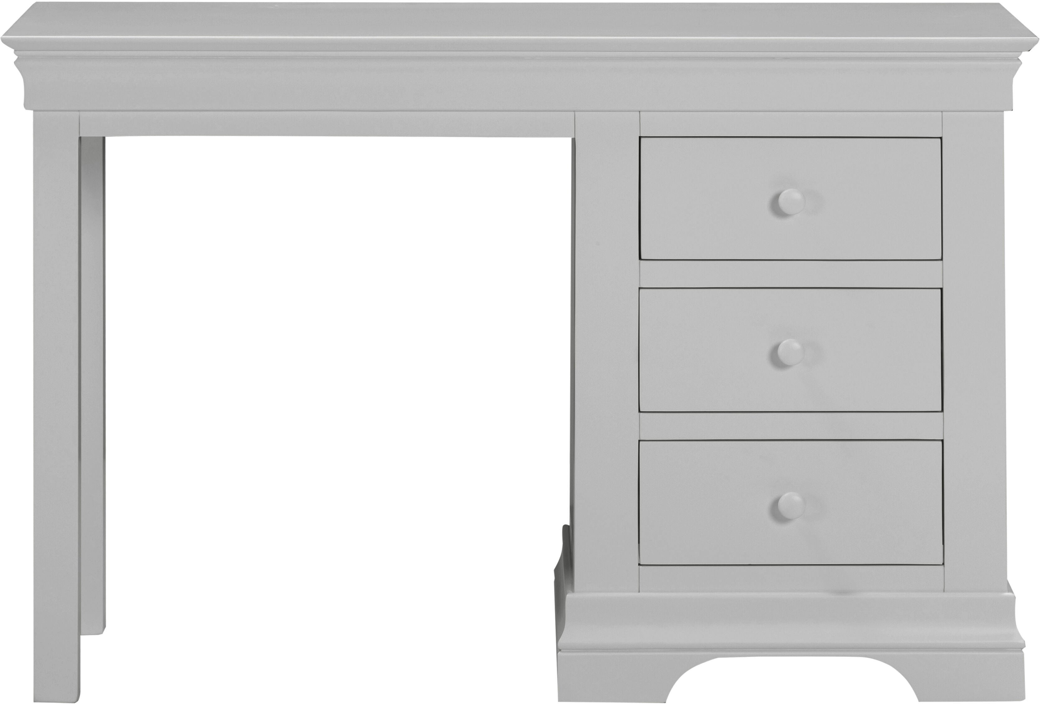 Bordeaux 3 Drawer Dressing Table Set - Pebble Grey/Oat Fabric