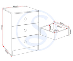 Denver 3 Door Wardrobe Bedroom Set - Grey Gloss
