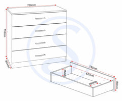 Dakota 3 Door Wardrobe Bedroom Set - Light Grey