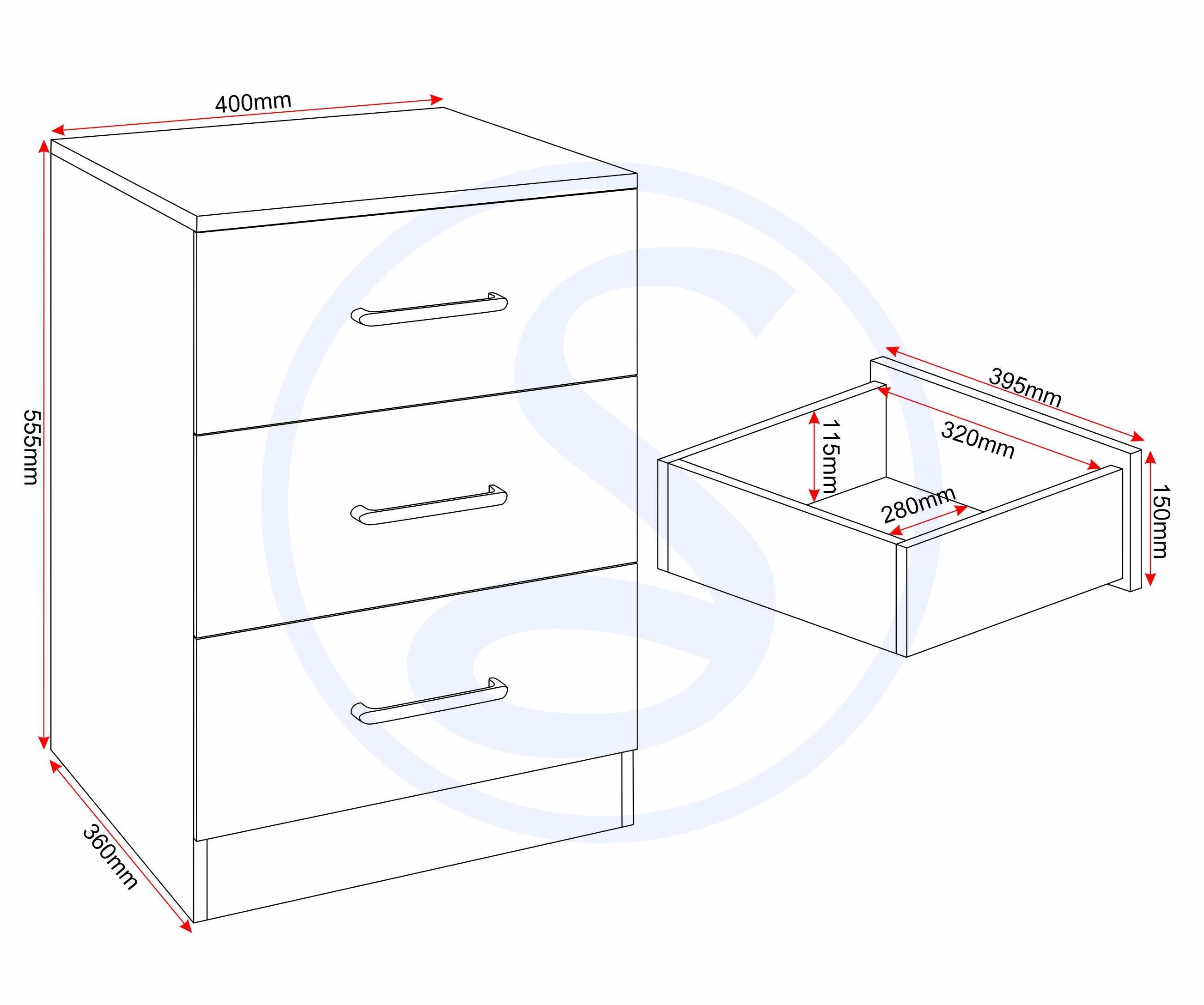 Dakota 3 Door Wardrobe Bedroom Set - Light Grey