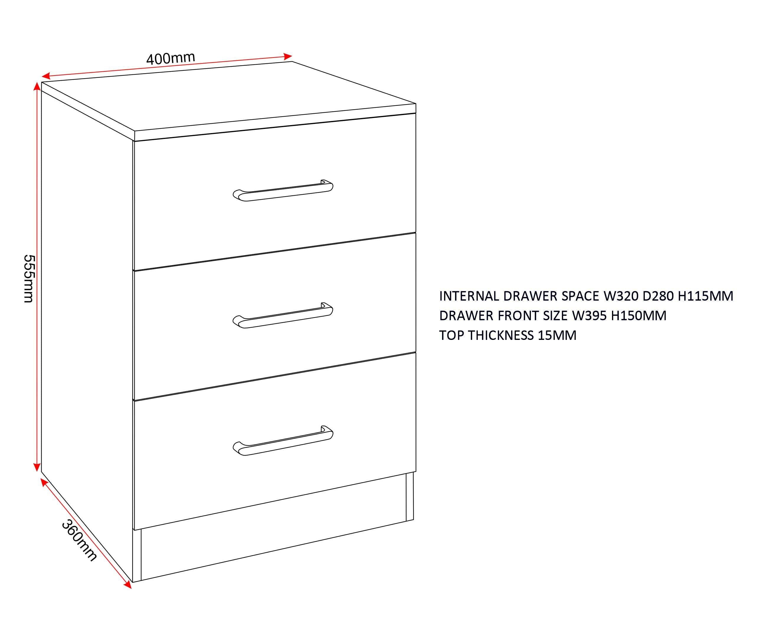 Dakota 3 Door Wardrobe Bedroom Set - White