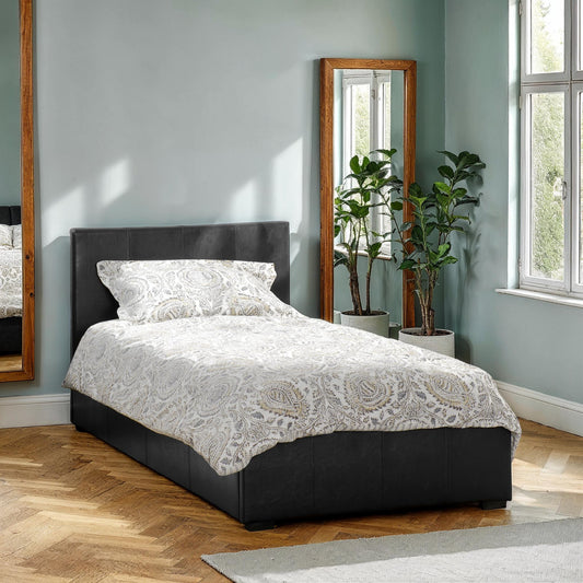 WAVERLEY 3' STORAGE BED - BLACK FAUX LEATHER