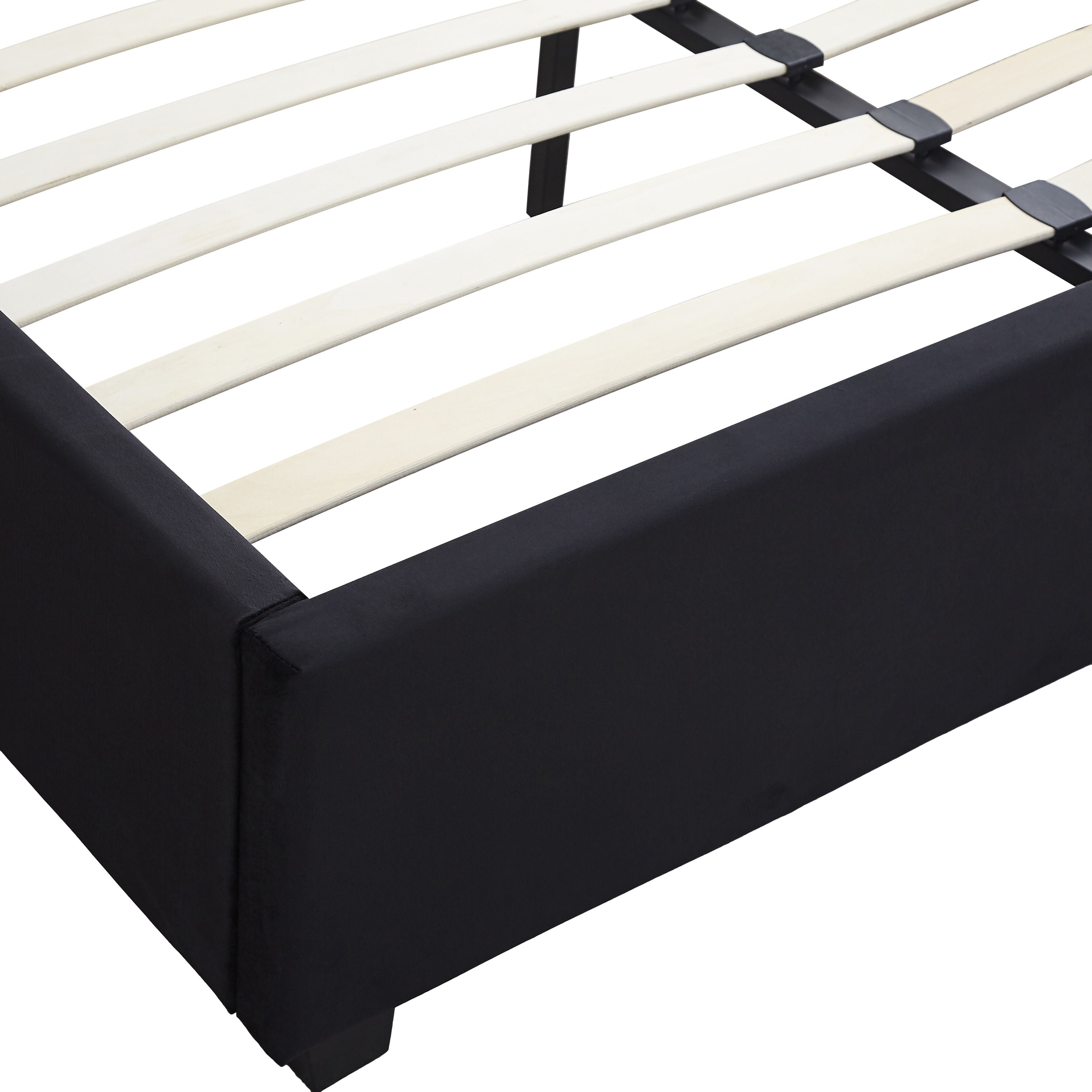 Madison 4'6" Bed - Black Velvet Fabric