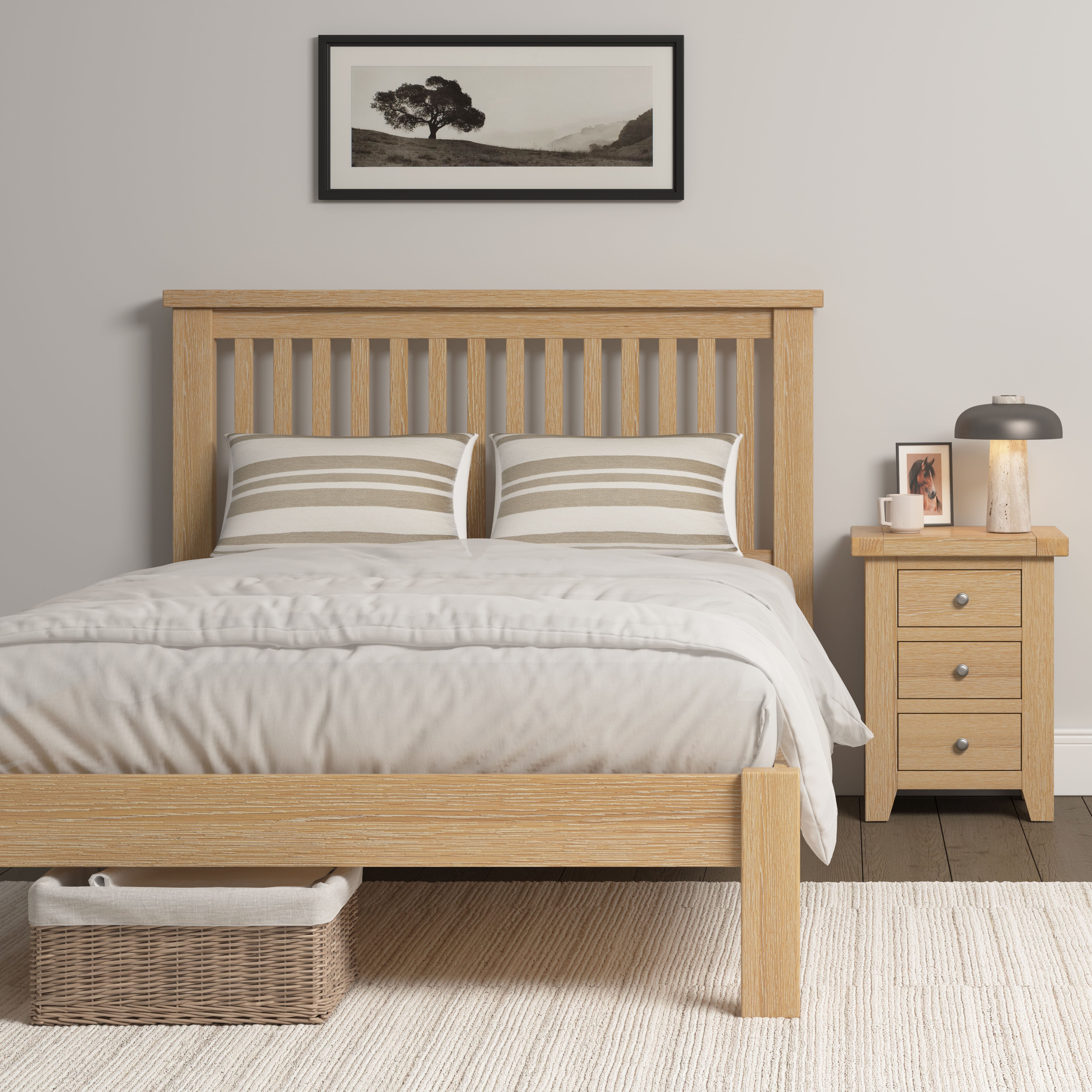 Windsor 4'6" Low End Bed - Natural Oak