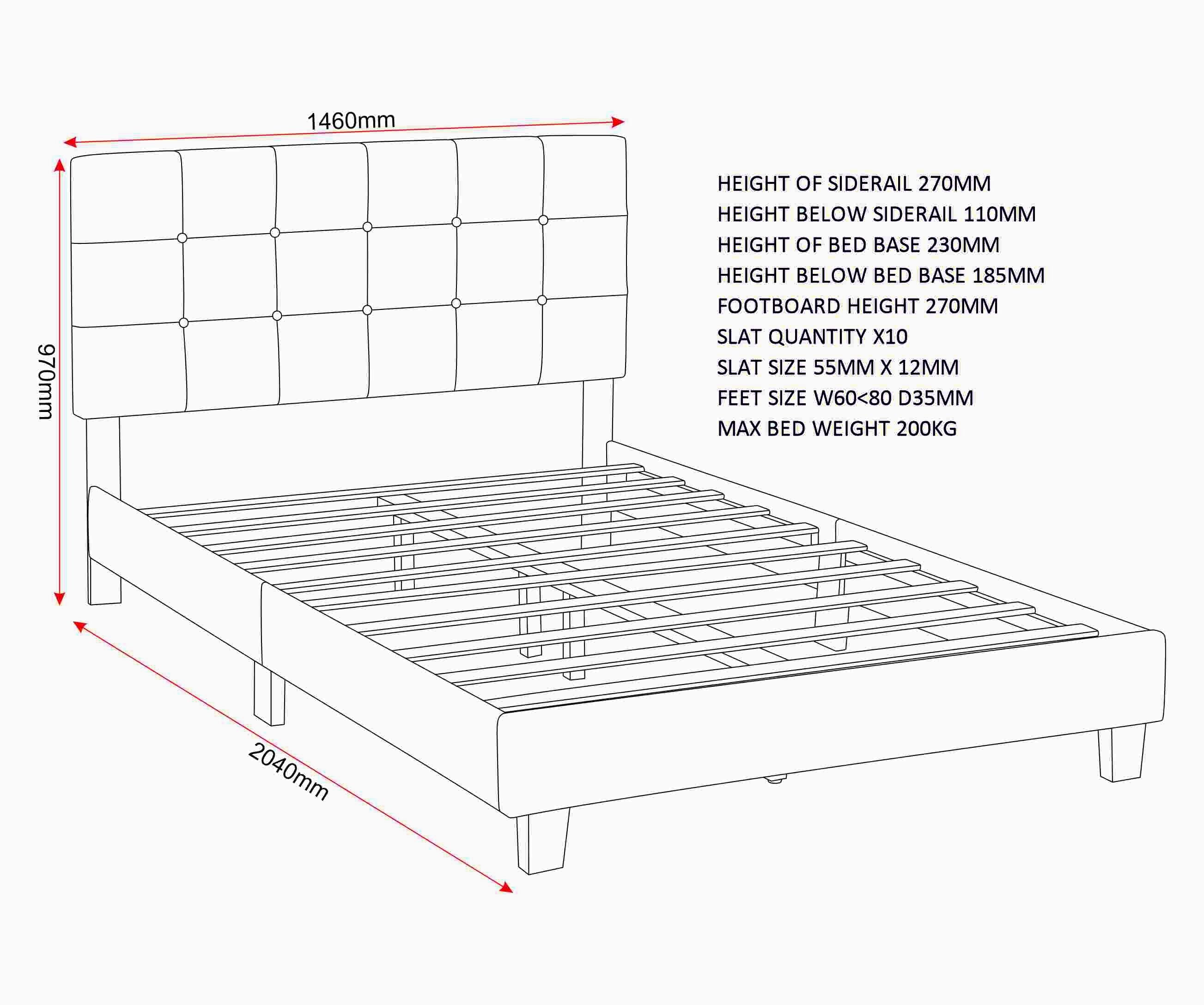 Arran 4'6" Bed - Black Faux Leather