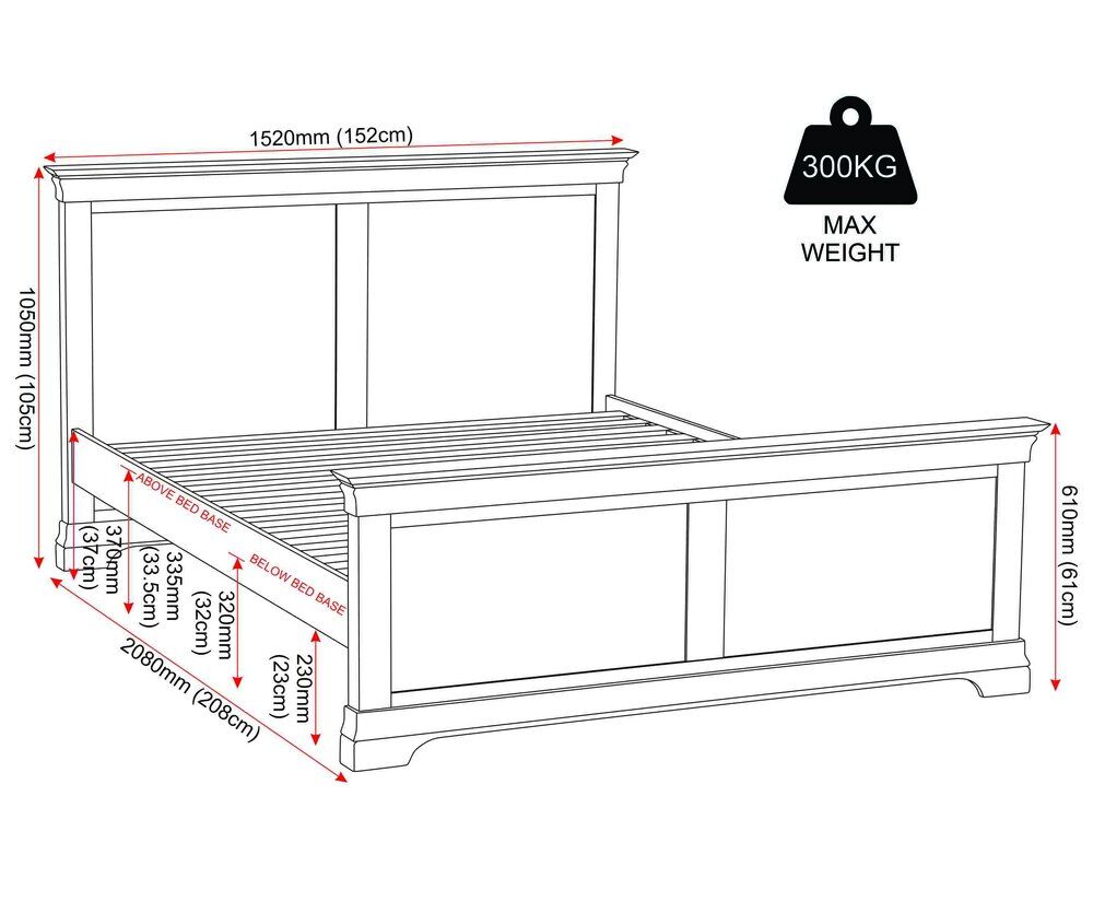 Bordeaux 4'6" High End Bed - Ivory