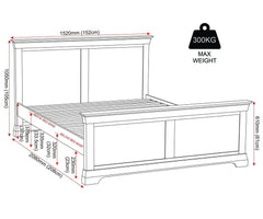 Bordeaux 4'6" High End Bed - Ivory
