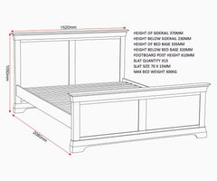 Bordeaux 4'6" High End Bed - Ivory