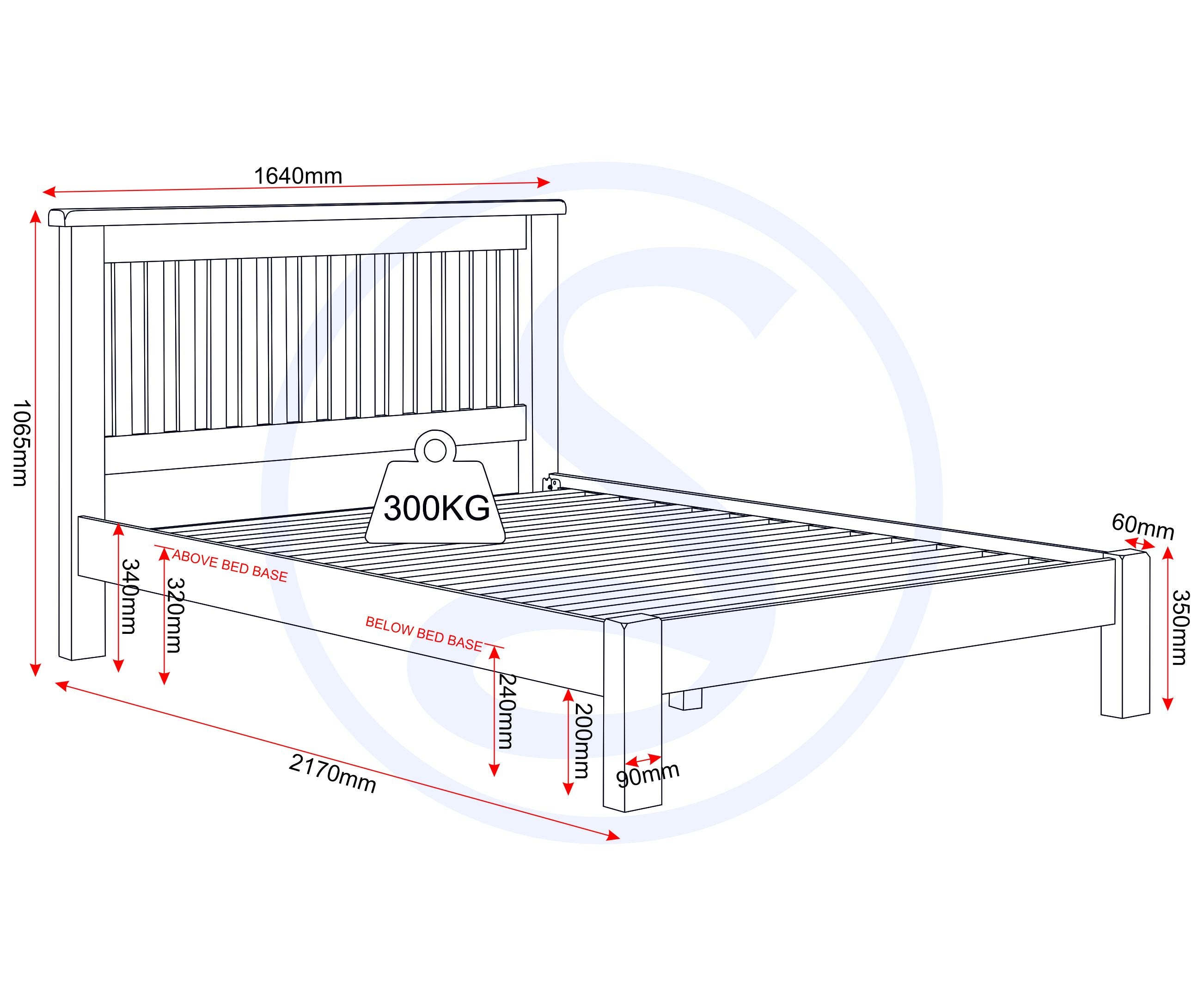 Windsor 5' Low End Bed - Ivory/Oak