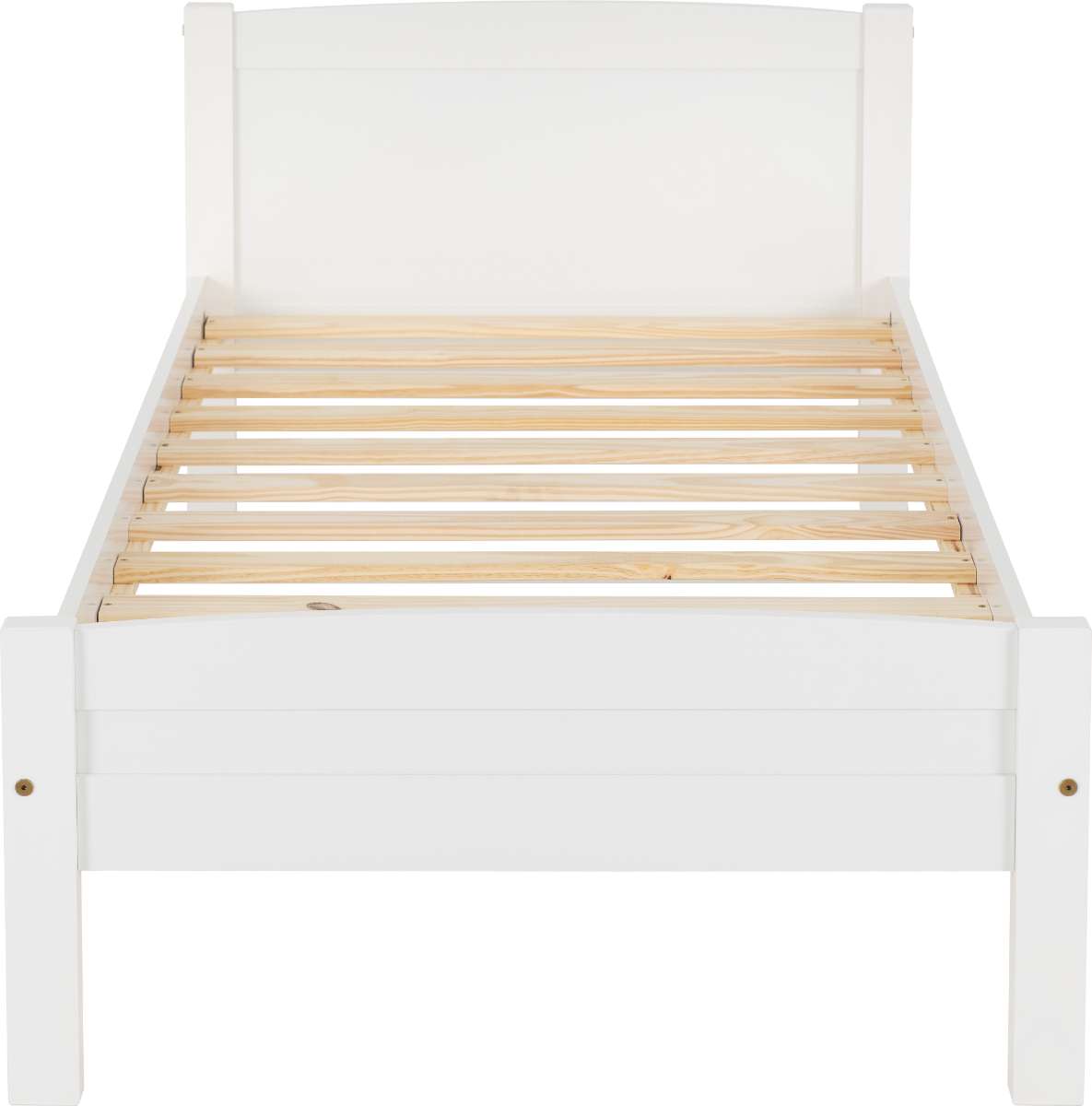 front Single Wooden Bed Frame - WHITE