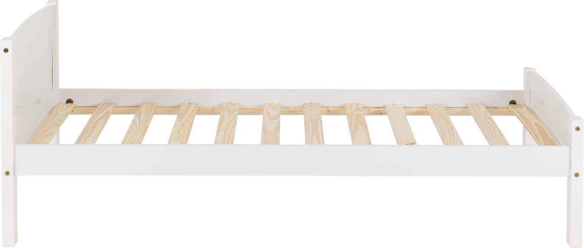 side Single Wooden Bed Frame - WHITE