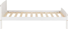 side Single Wooden Bed Frame - WHITE