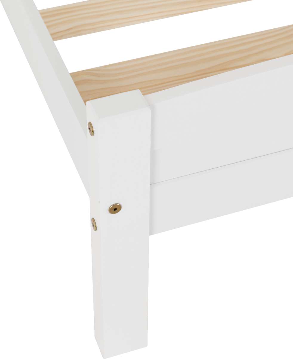 foot Single Wooden Bed Frame - WHITE