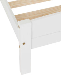 foot Single Wooden Bed Frame - WHITE