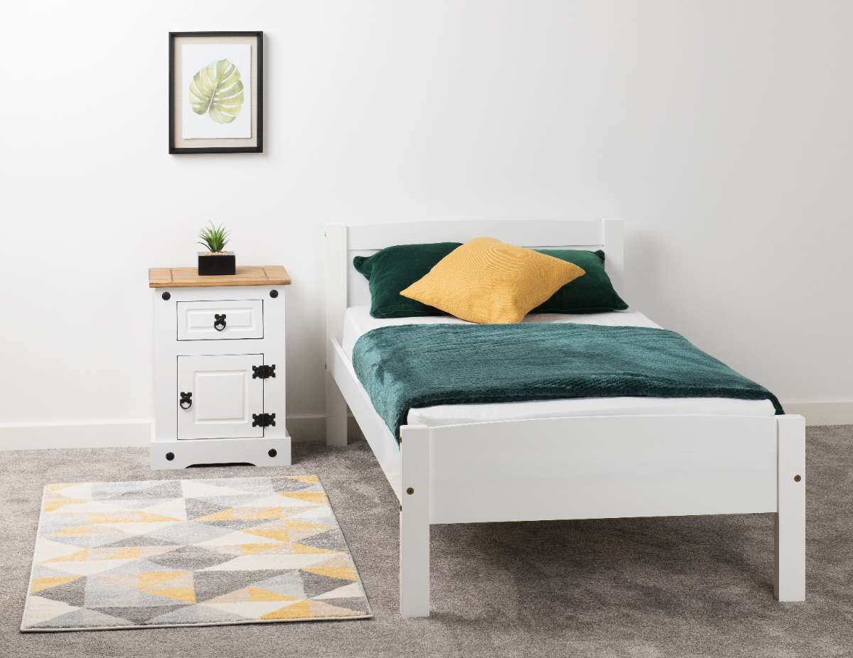 room set Single Wooden Bed Frame - WHITE