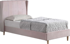 Pink Velvet Fabric Single Bed Amelia 3'