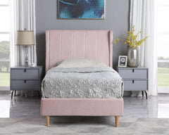 Pink Velvet Fabric Single Bed Amelia 3'