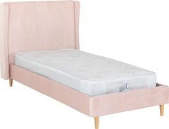 Pink Velvet Fabric Single Bed Amelia 3'