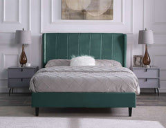AMELIA 4'6" BED - GREEN VELVET FABRIC 3