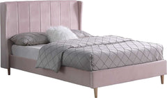 AMELIA 5' King Sized Bed Frame - PINK VELVET FABRIC 2