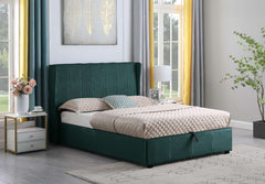 AMELIA PLUS 4'6" Double Storage Bed - GREEN VELVET FABRIC room
