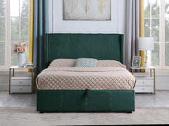 AMELIA PLUS 4'6" Double Storage Bed - GREEN VELVET FABRIC f2