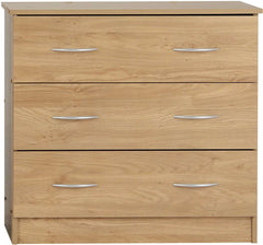 BELLINGHAM 3 DRAWER CHEST - OAK EFFECT VENEER