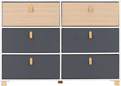 BROOKLYN 6 DRAWER CHEST - OAK EFFECT/GREY