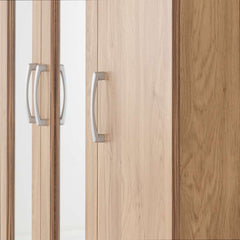 CHARLES 3 DOOR ALL HANGING WARDROBE - OAK EFFECT VENEER WITH WALNUT TRIM