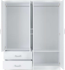 CHARLES 4 DOOR 2 DRAWER MIRRORED WARDROBE - WHITE