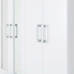 CHARLES 4 DOOR 2 DRAWER MIRRORED WARDROBE - WHITE