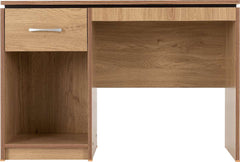 CHARLES COMPUTER DESK - OAK EFFECT VENEER WITH WALNUT TRIM