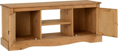 CORONA 2 DOOR FLAT SCREEN TV UNIT - DISTRESSED WAXED PINE