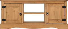 CORONA 2 DOOR FLAT SCREEN TV UNIT - DISTRESSED WAXED PINE