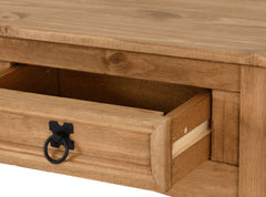 CORONA 2 DRAWER CONSOLE TABLE WITH SHELF - DISTRESSED WAXED PINE