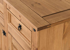 CORONA 3 DOOR 3 DRAWER SIDEBOARD - DISTRESSED WAXED PINE