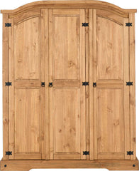 CORONA 3 DOOR WARDROBE - DISTRESSED WAXED PINE