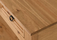 CORONA 3 DRAWER CONSOLE TABLE WITH SHELF - DISTRESSED WAXED PINE