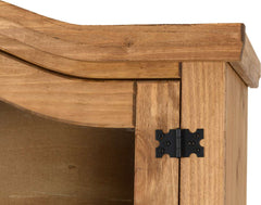 CORONA 3' BUFFET HUTCH - DISTRESSED WAXED PINE/CLEAR GLASS