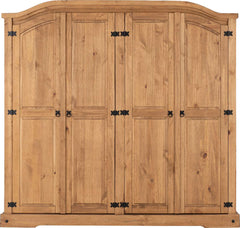 CORONA 4 DOOR WARDROBE - DISTRESSED WAXED PINE
