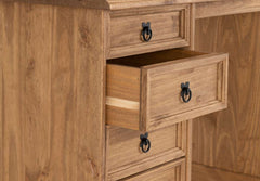 CORONA 4 DRAWER DRESSING TABLE - DISTRESSED WAXED PINE