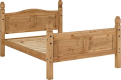 CORONA 4'6" BED HIGH FOOT END - DISTRESSED WAXED PINE